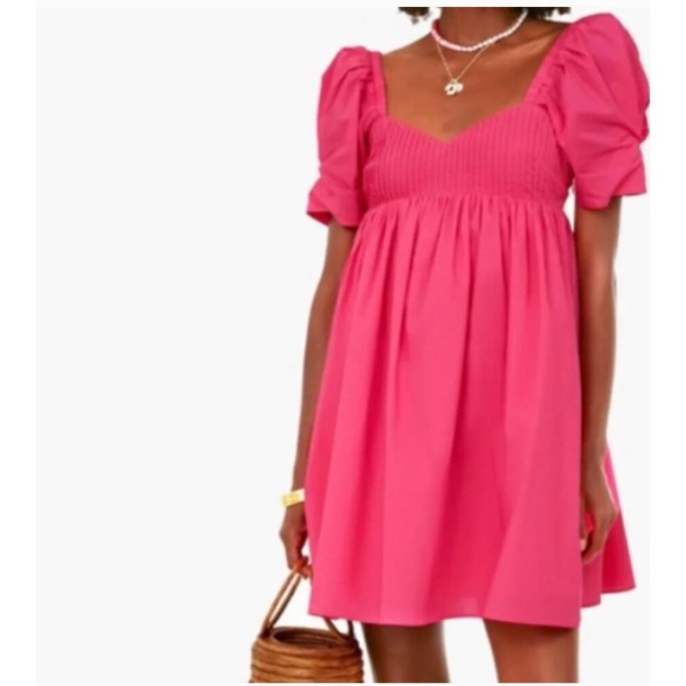 Tuckernuck Hyacinth House Fuchsia Puff Sleeve Mini French Dress XS